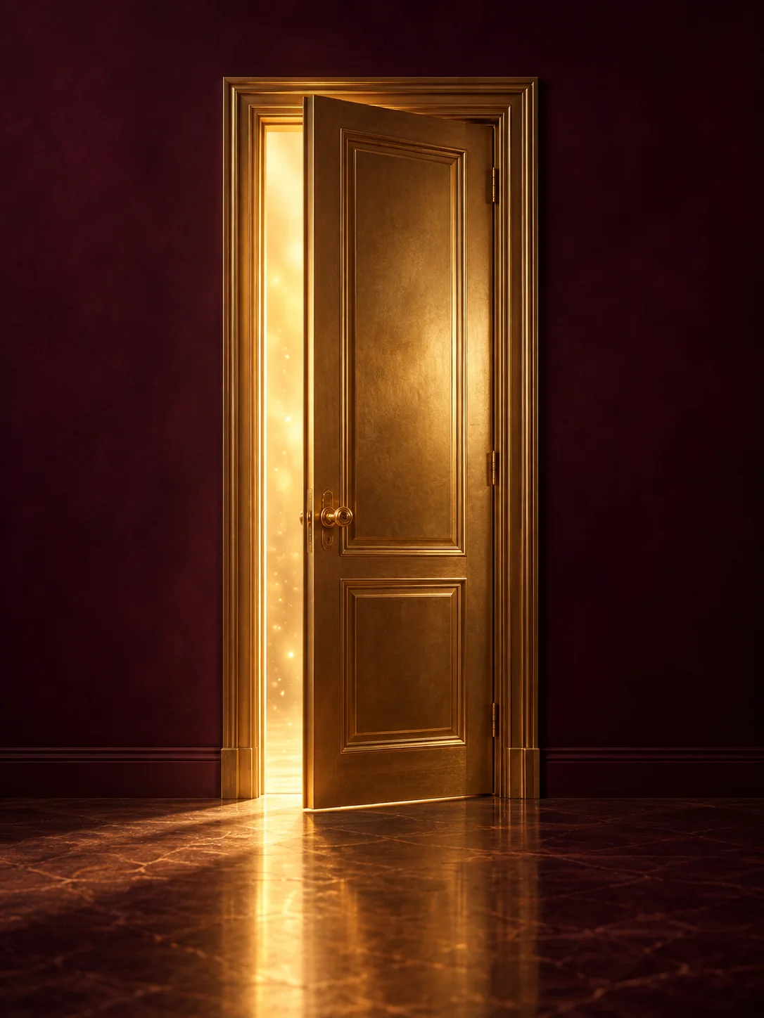 Una puerta dorada entreabierta deja pasar la luz